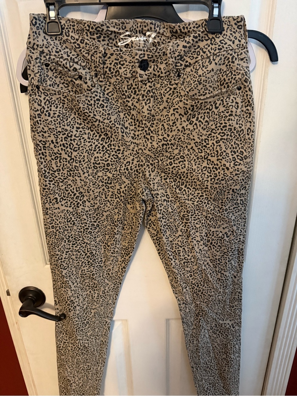 Seven7 Leopard Print Skinny Jeans - Beige/Black